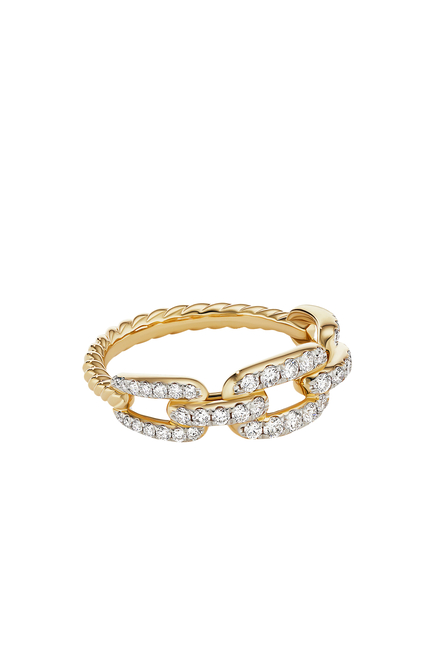 Stax Chainlink Ring, 18k Yellow Gold & Diamonds